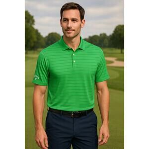 Callaway Green Striped Opti-Dri Men's Golf Polo Shirt - XL